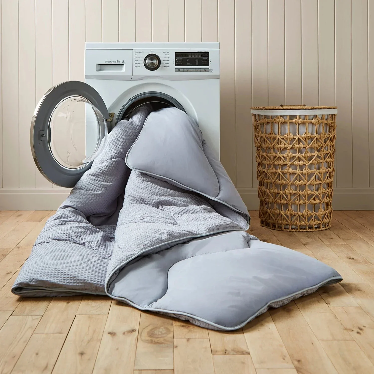 NIGHT OWL® - NATURAL COTTON WAFFLE COVERLESS DUVET - KING SIZE 10.5 tog - GREY - Image 6
