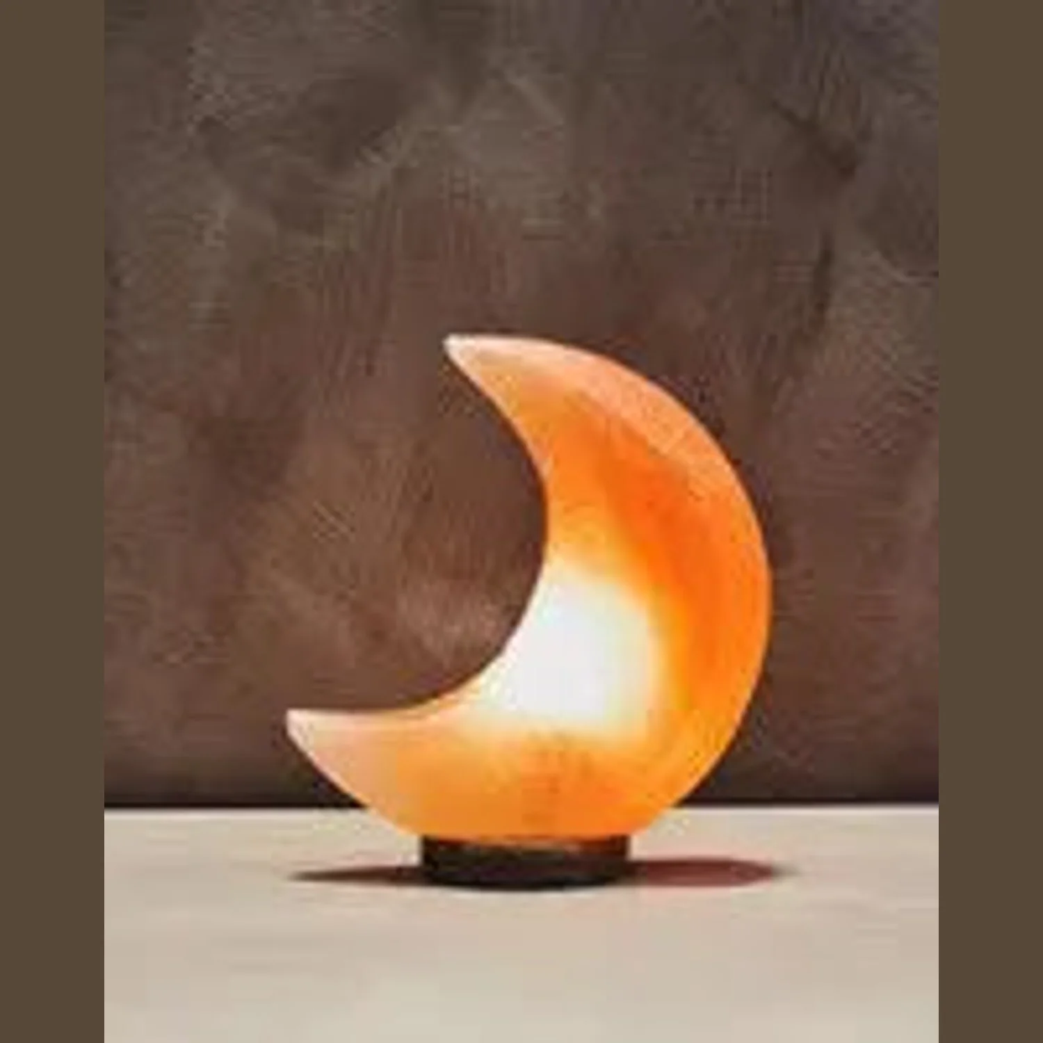 Nepal Crescent Moon Pink Natural Salt Lamp - Image 4